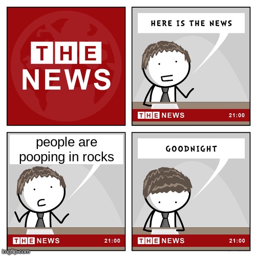 the news | people are pooping in rocks | image tagged in the news | made w/ Imgflip meme maker