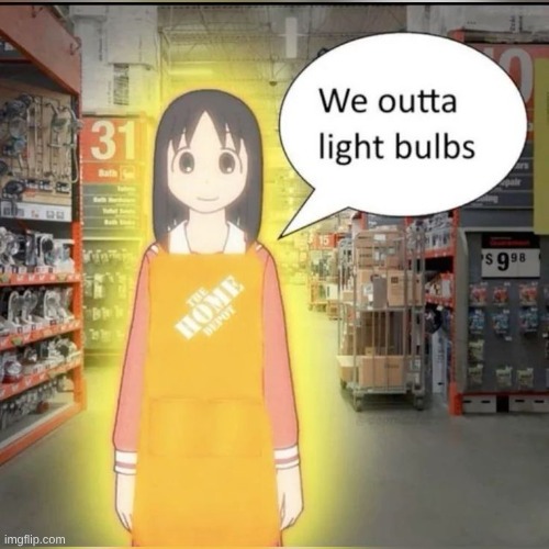 we outta lightbulbs | image tagged in anime,eat,lightbulb | made w/ Imgflip meme maker