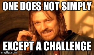 One Does Not Simply Meme | ONE DOES NOT SIMPLY EXCEPT A CHALLENGE | image tagged in memes,one does not simply | made w/ Imgflip meme maker
