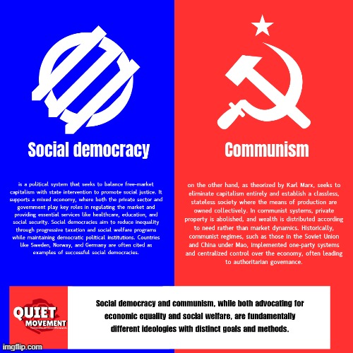 The difference between social democracy and communism | image tagged in difference,communism,social democracy | made w/ Imgflip meme maker