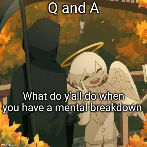 kinda curious | Q and A; What do y'all do when you have a mental breakdown | image tagged in avogado6 | made w/ Imgflip meme maker