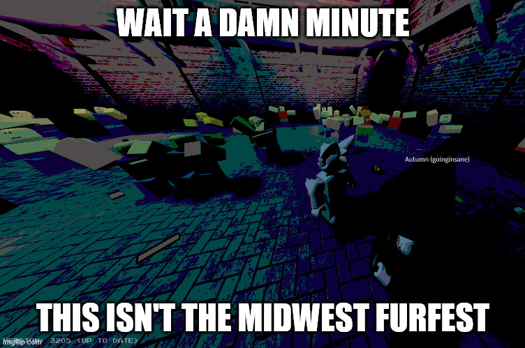 wait a minute | WAIT A DAMN MINUTE; THIS ISN'T THE MIDWEST FURFEST | image tagged in furry memes,wait a minute,realization,furry | made w/ Imgflip meme maker