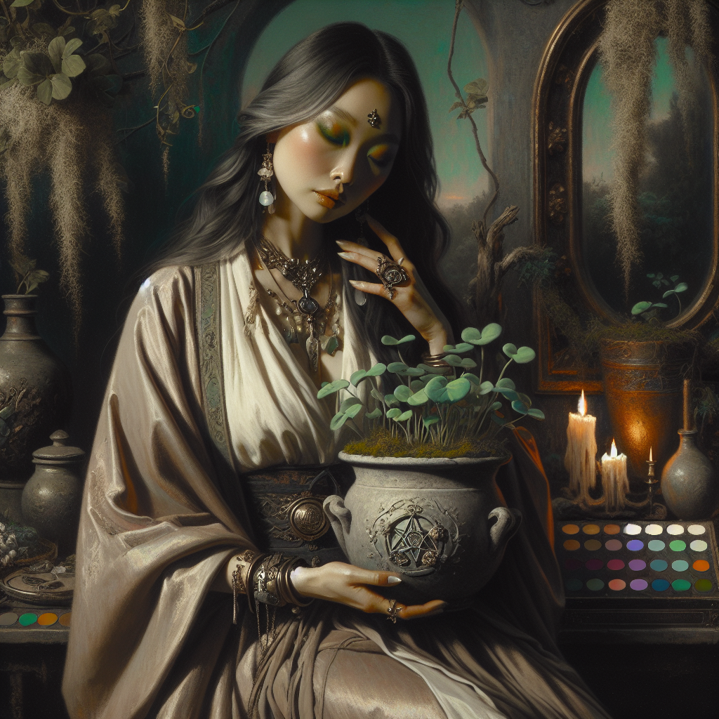 A dark fantasy victorian style painting of a serene esthetician, Blank Meme Template
