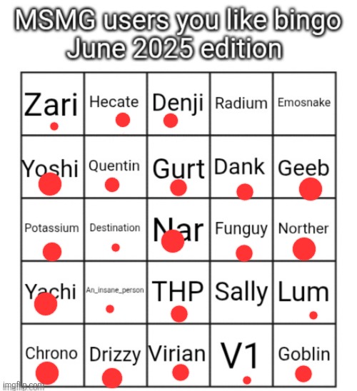 MSMG users you like bingo June 2025 edition | image tagged in msmg users you like bingo june 2025 edition | made w/ Imgflip meme maker