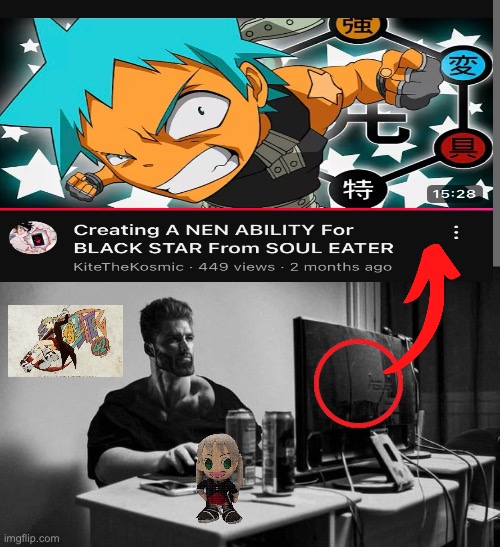 Gigachad On The Computer | image tagged in gigachad on the computer,memes,soul eater,anime meme,shitpost,funny memes | made w/ Imgflip meme maker
