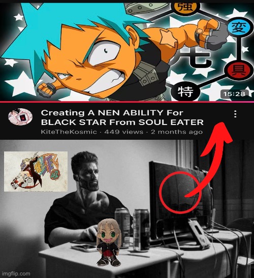 Gigachad On The Computer | image tagged in gigachad on the computer,memes,soul eater,anime meme,shitpost,lol | made w/ Imgflip meme maker