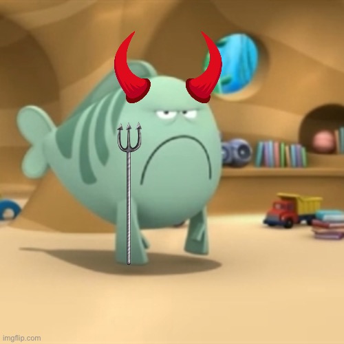 Devil Mr Grumpfish | image tagged in mr grumpfish,devil | made w/ Imgflip meme maker