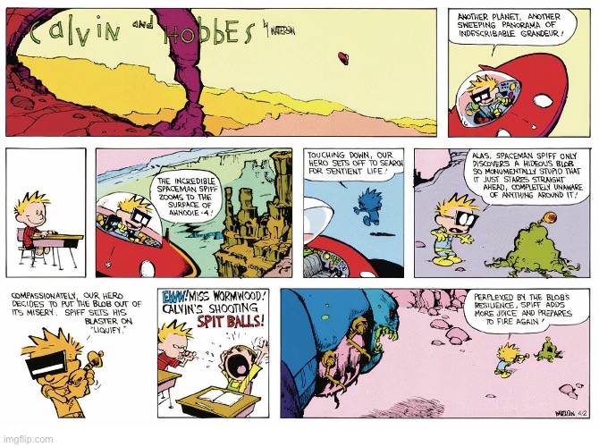 image tagged in comics,calvin and hobbes,spaceman spiff | made w/ Imgflip meme maker