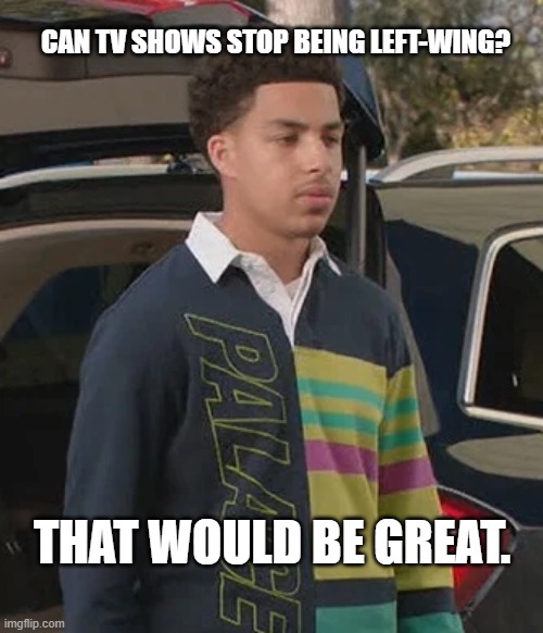 when woke becomes mainstream | CAN TV SHOWS STOP BEING LEFT-WING? THAT WOULD BE GREAT. | image tagged in that would be great,meme,patriotic | made w/ Imgflip meme maker