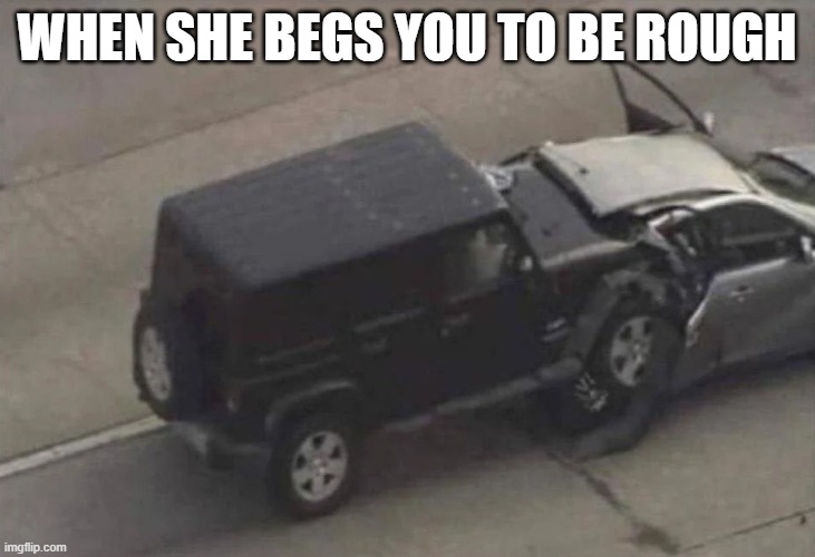Rough | WHEN SHE BEGS YOU TO BE ROUGH | image tagged in sex jokes | made w/ Imgflip meme maker