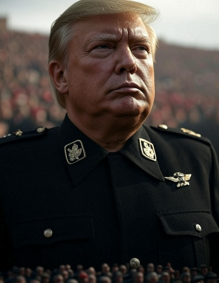 Donald Trump fascist Mussolini black uniform Blank Meme Template