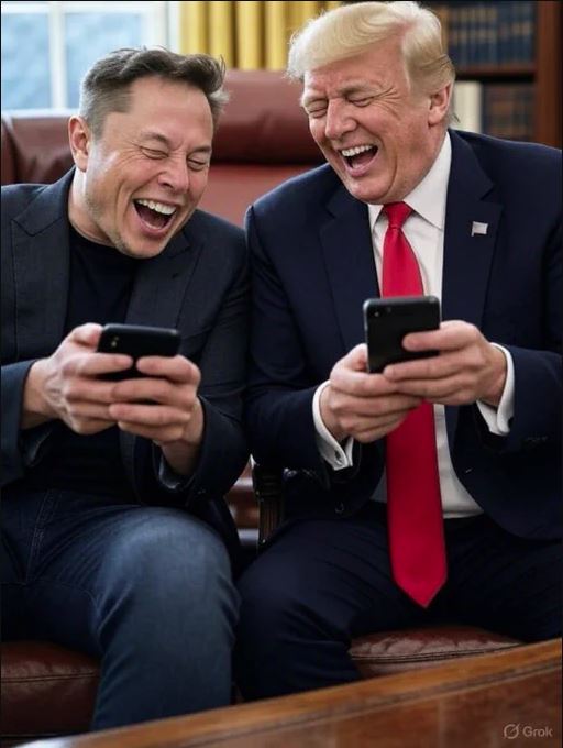 Musk and Trump having fun Blank Meme Template