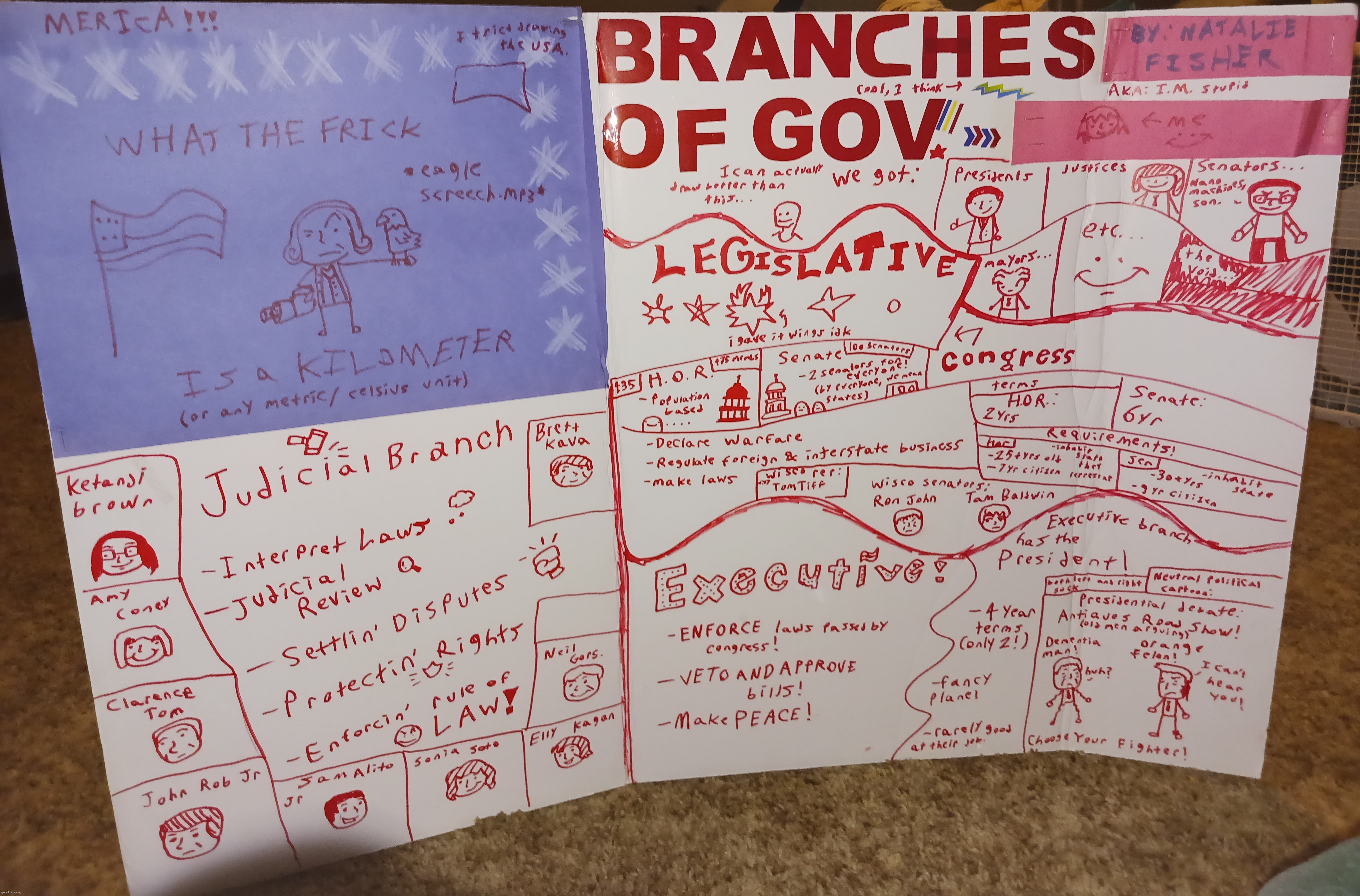 School project I made about branches of government (I got a B) | made w/ Imgflip meme maker