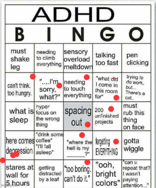 Sighhhh | image tagged in adhd bingo | made w/ Imgflip meme maker