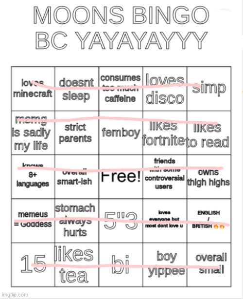 guys i wonder why i check all the boxes | image tagged in moons bingo | made w/ Imgflip meme maker