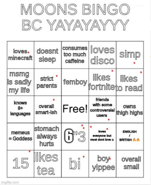 Sighhhh | 6 | image tagged in moons bingo | made w/ Imgflip meme maker
