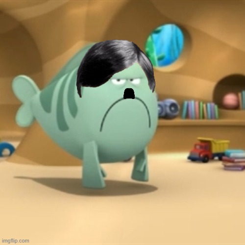 Mr grumpfishler | image tagged in mr grumpfish,adolf hitler,dark humor,ww2,nazi,bubble guppies | made w/ Imgflip meme maker