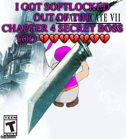 Final Hecate VII (thank you disco) | I GOT SOFTLOCKED OUT OF THE CHAPTER 4 SECRET BOSS TOO 💔💔💔💔💔💔💔 | image tagged in final hecate vii thank you disco | made w/ Imgflip meme maker