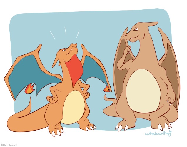 Charizard Dimorphism (Original Art: whalewithay) | made w/ Imgflip meme maker