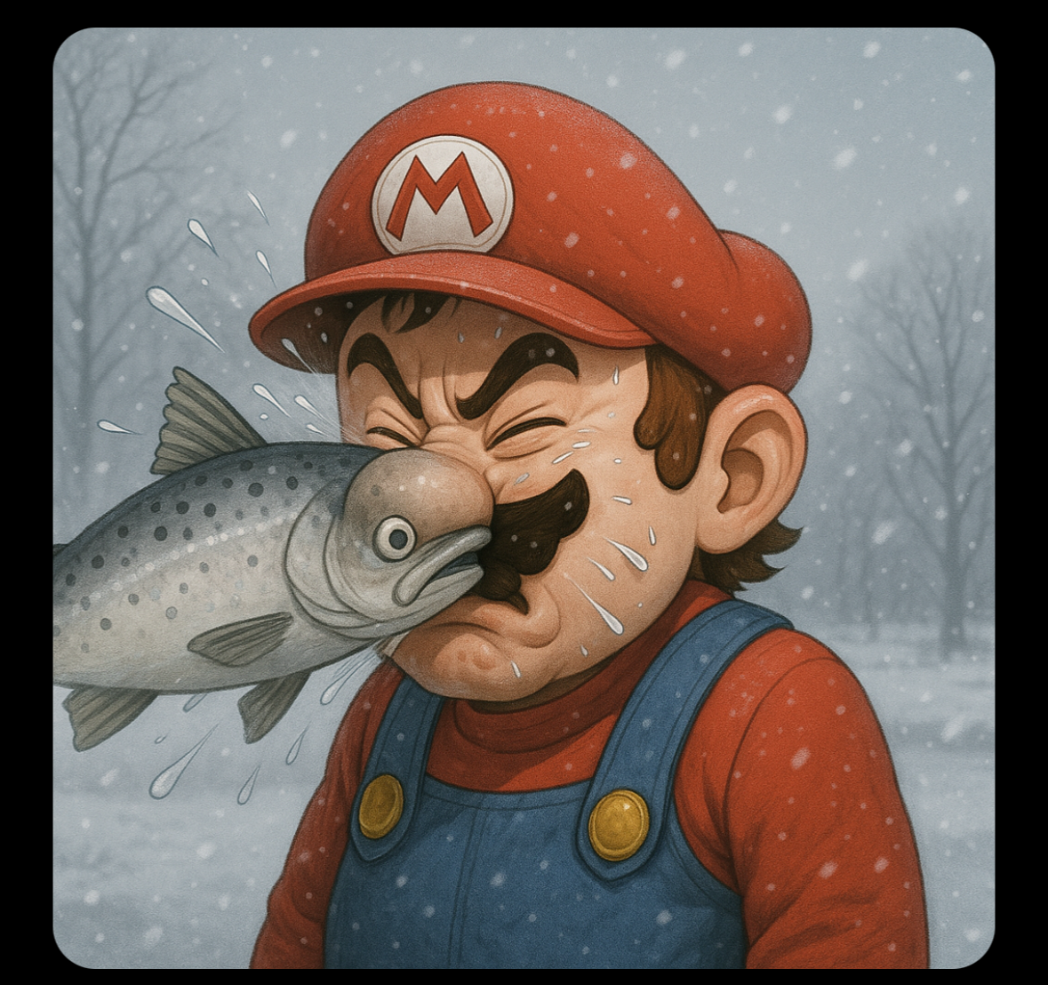 Mario getting hit by a fish Blank Meme Template