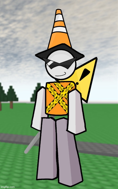 Idk what to name him tbh... probably just Warning or something but that sound sort of basic :/ | image tagged in roblox,oc | made w/ Imgflip meme maker