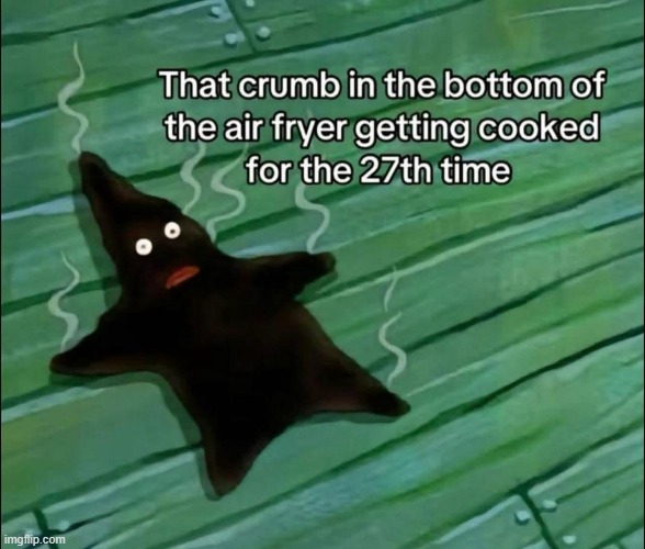 Nice and toasty | image tagged in repost,memes,funny,air fryer | made w/ Imgflip meme maker
