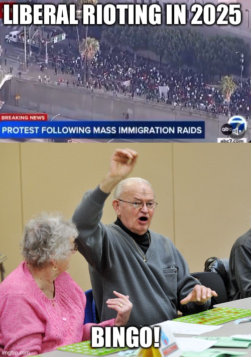LIBERAL RIOTING IN 2025; BINGO! | image tagged in bingo | made w/ Imgflip meme maker