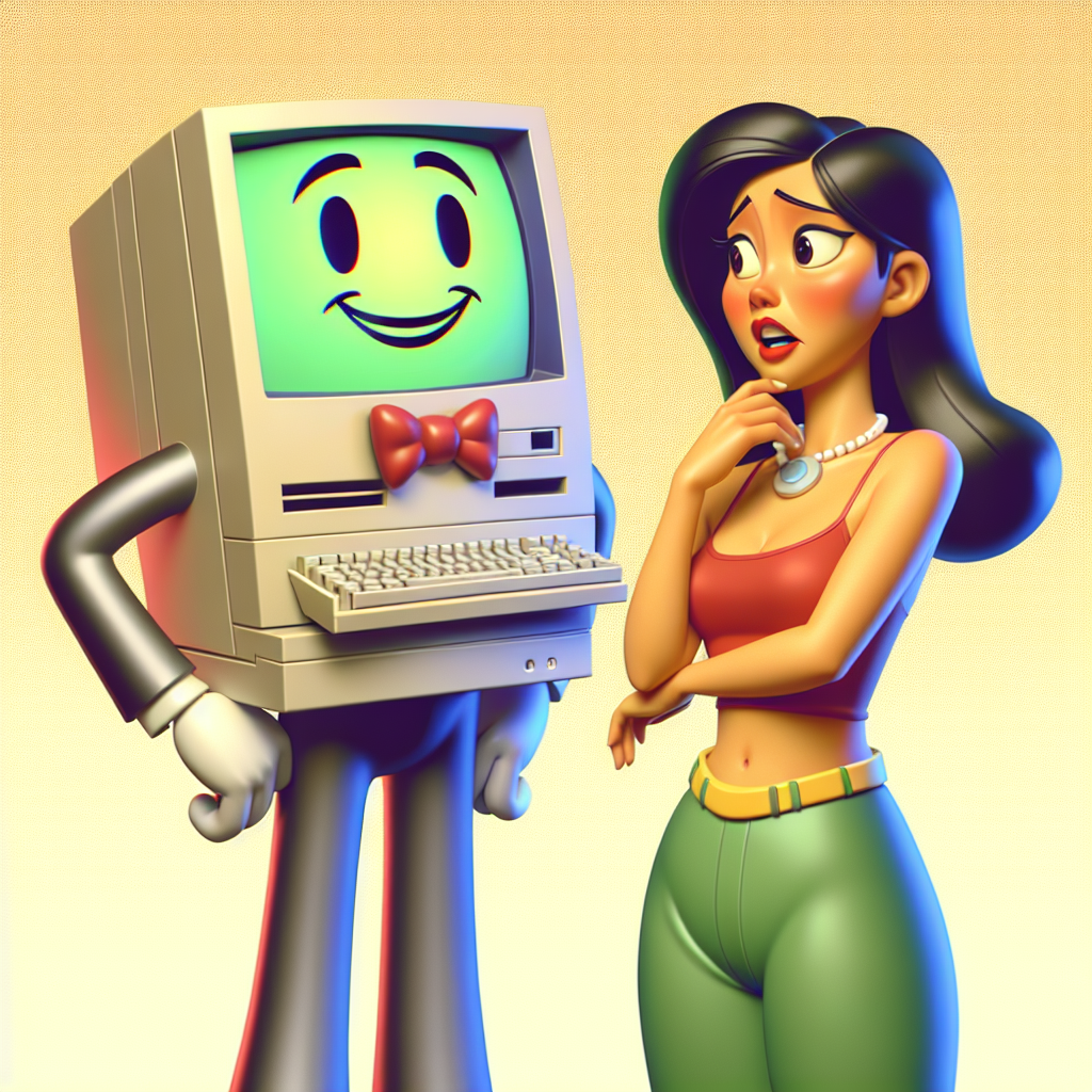Anthropomorphic computer looking smugly at a human Blank Meme Template
