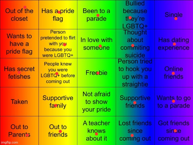 Multiple bingos lol (I'm also going to a pride festival tmr :3) | image tagged in thesuitedgayweeb's lgbtq bingo,why are you reading the tags | made w/ Imgflip meme maker
