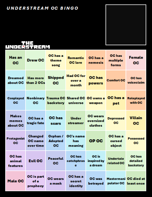 High Quality UNDERSTREAM OC BINGO (By InteractionSystem) Blank Meme Template