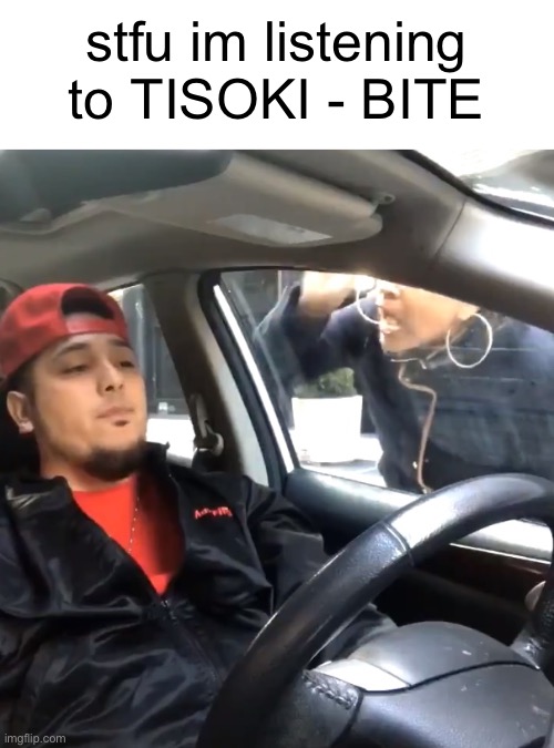 stfu im listening to | stfu im listening to TISOKI - BITE | image tagged in stfu im listening to | made w/ Imgflip meme maker