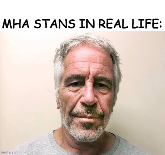 The anime is filled with underage fanservice | MHA STANS IN REAL LIFE: | image tagged in irl,in real life,my hero academia,jeffrey epstein,anime | made w/ Imgflip meme maker
