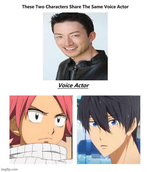 todd haberkorn | image tagged in todd actor,todd haberkorn,same voice actor,anime,haru,natsu fairytail | made w/ Imgflip meme maker