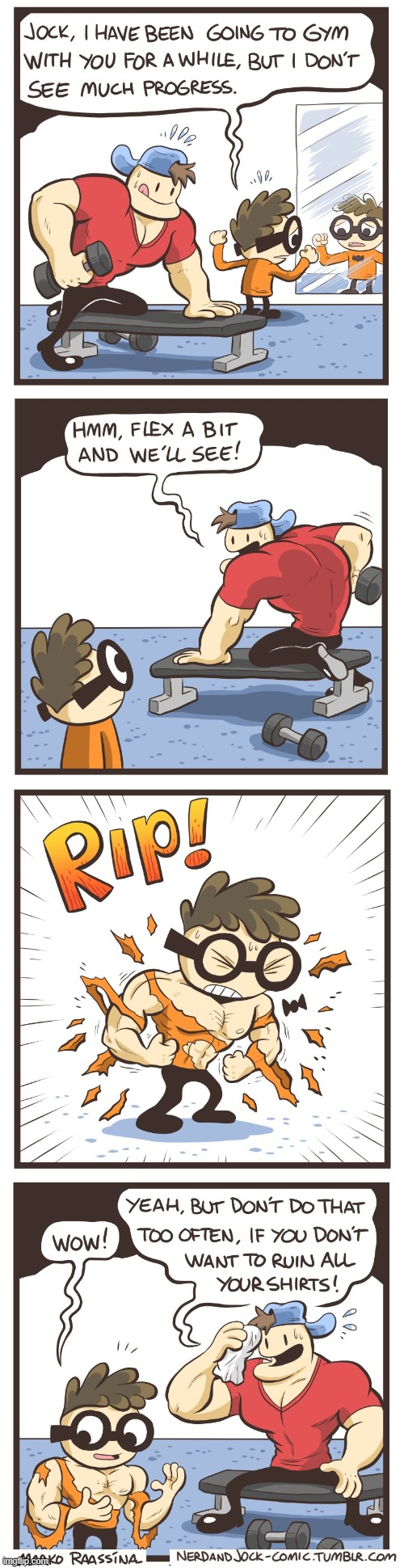image tagged in nerd,jock,exercise,flex,buff,shirt | made w/ Imgflip meme maker