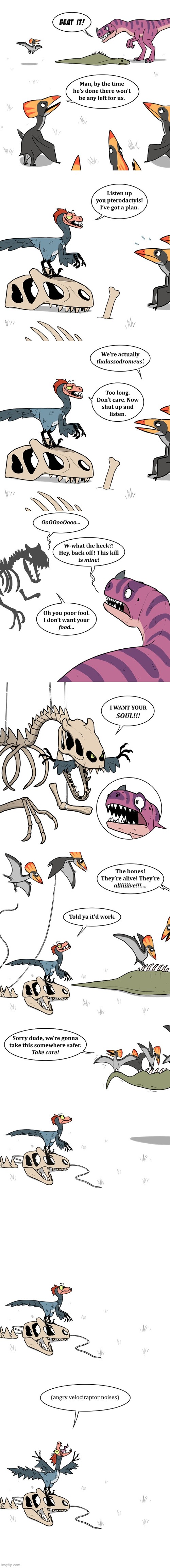 image tagged in dinosaurs,velociraptor,plan,bones,skeleton,oof | made w/ Imgflip meme maker