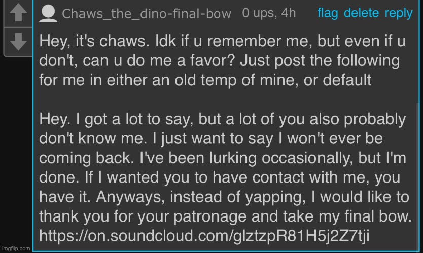 Final message from Chaws | made w/ Imgflip meme maker