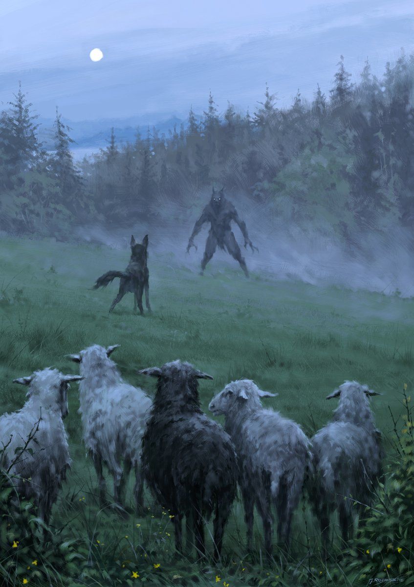 Sheep Dog Protecting Sheep From Werewolf Blank Meme Template