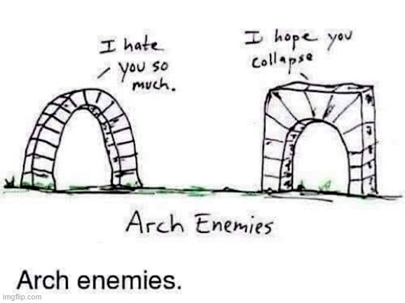 Arch enemies | image tagged in eyeroll,arch enemies | made w/ Imgflip meme maker