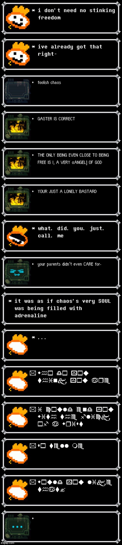 even in his contained state, he can still communicate (chaos's origins: part i forgor) | made w/ Imgflip meme maker