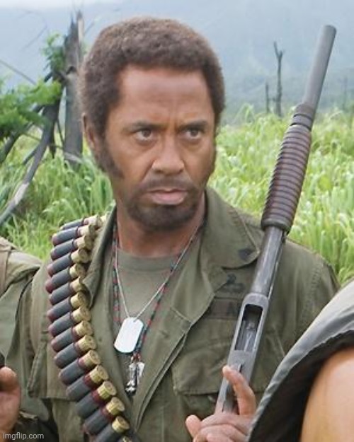 Tropic Thunder - Robert Downey Jr. | image tagged in tropic thunder - robert downey jr | made w/ Imgflip meme maker