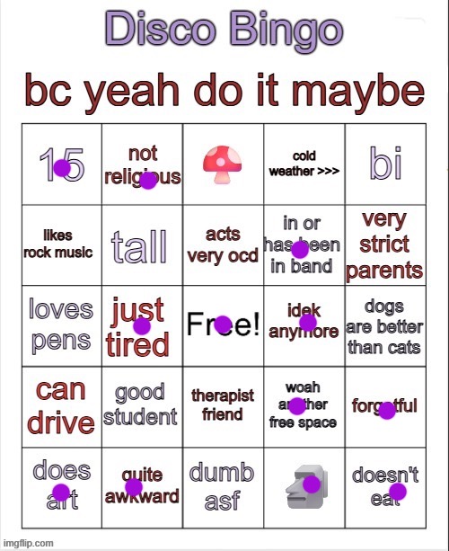 :3 | image tagged in disco bingo but slightly less terrible | made w/ Imgflip meme maker