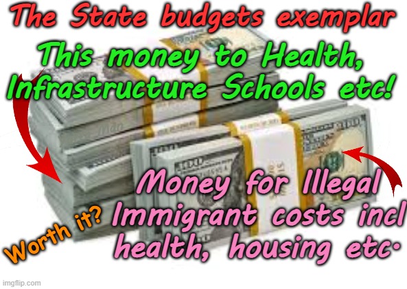 Illegals and the cost of embracing them, is the personal Self Gratification by Proxy, REALLY worth it? | The State budgets exemplar; This money to Health, Infrastructure Schools etc! Money for Illegal Immigrant costs incl health, housing etc. Yarra Man; Worth it? | image tagged in open borders,illegal immigration,progressive woke,democrat biden,labor labour,albanese stalin starmer | made w/ Imgflip meme maker