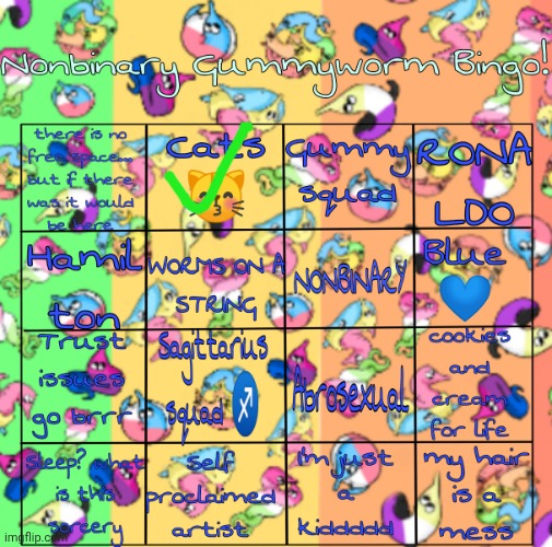 Even Adrian is blind now | image tagged in nonbinary gummyworm bingo | made w/ Imgflip meme maker
