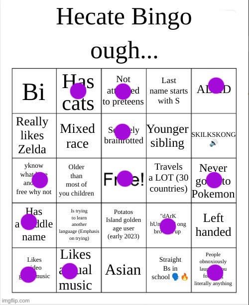 :3 | image tagged in hecate bingo | made w/ Imgflip meme maker