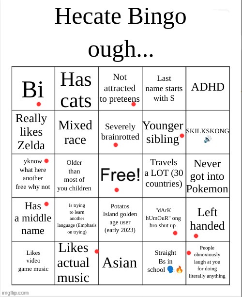 Hecate Bingo | image tagged in hecate bingo | made w/ Imgflip meme maker