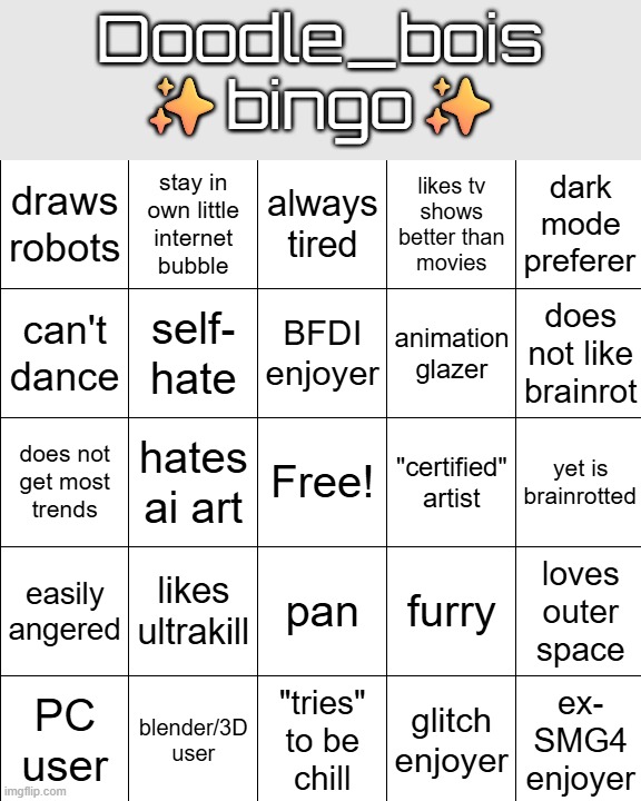 High Quality doodle_boi bingo Blank Meme Template