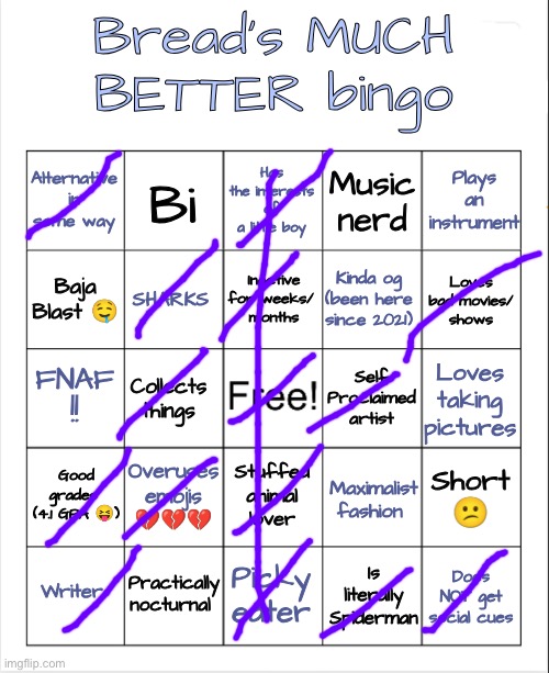 I love shar | image tagged in bread's redemption bingo | made w/ Imgflip meme maker
