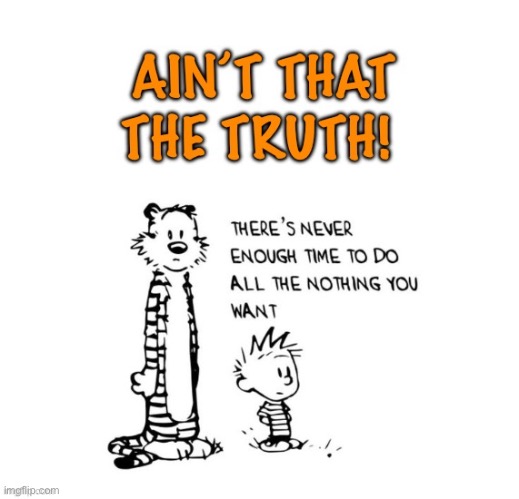 It always seems that way… | image tagged in calvin and hobbes,not enough time,comics,do nothing | made w/ Imgflip meme maker