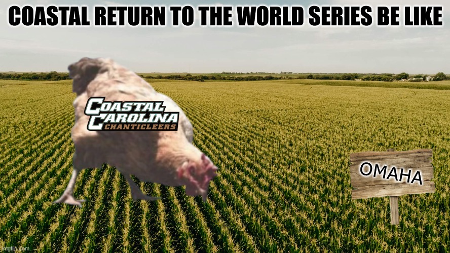 Coastal Carolina Chanticleers meme | COASTAL RETURN TO THE WORLD SERIES BE LIKE; OMAHA | image tagged in memes,baseball,college football,ncaa,sports,nebraska | made w/ Imgflip meme maker
