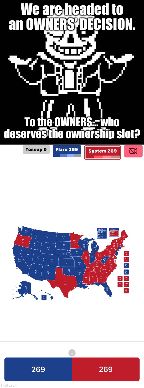 OVERTIME. | We are headed to an OWNERS’ DECISION. To the OWNERS… who deserves the ownership slot? | image tagged in sans undertale | made w/ Imgflip meme maker